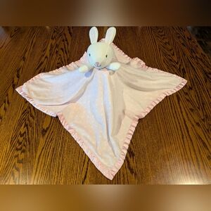 Cloud Island Pink & White Bunny Oversized Security Blanket Polka Dot Fluffy Back